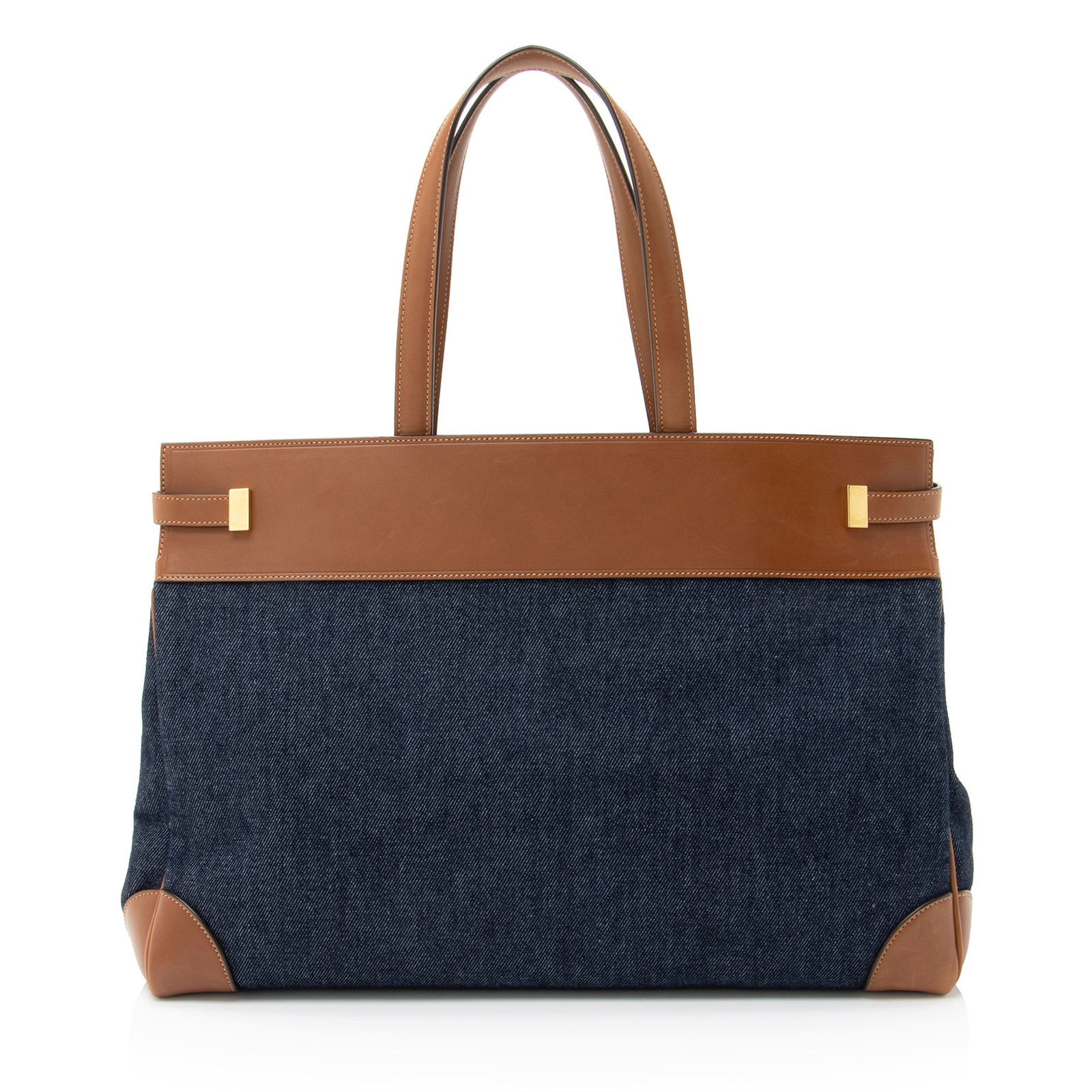 Borsa media Saint Laurent in pelle denim Manhattan