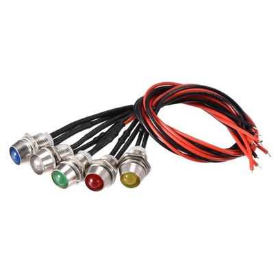 LED Indicator Light AC/DC 24V 8mm Panel Mount Red Yellow Blue Green White