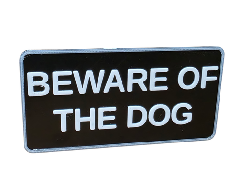 Attention au Chien 3D Signe Extérieur Petg Adhésif Imperméable Plaque 150x75mm - Photo 1 sur 4