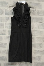 Express Womens Dress Size 2 Black White Polka Dot Sleeveless Mini Pockets Ruffle