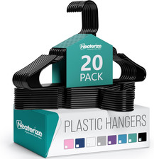 Plastic Hangers 20 Pack Black - Clothes Hangers - Makes the Perfect Coat Hanger