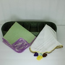 Pair 2 Handkerchiefs Crochet Corner Decor Pansies Use or DIY Clothing Repurpose