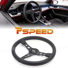 14 Inch Car Truck Microfiber Leather Wrap 3-spoke Aluminium Steering Wheel