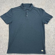 Vuori Mens Strato Tech Polo Shirt Short Sleeve Heathered Charcoal Grey L READ 