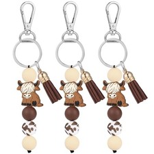 Tondiamo Christmas Highland Cow Keychain Highland Cow Party Favors Cute 3 Brown