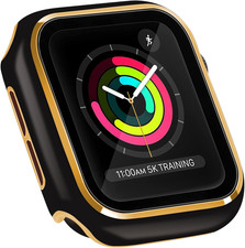 Hard PC Case with Tempered Glass Screen Protector Compatible with Apple Watch Se