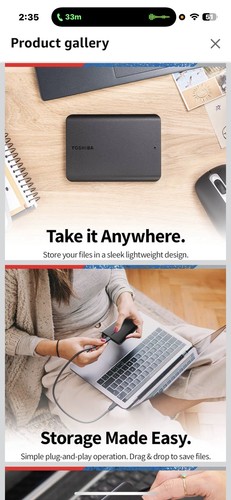 Toshiba Canvio Basics 1TB Portable External Hard Drive USB 3.0, Black - HDTB510X - Picture 2 of 9