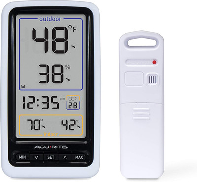 Wireless Indoor Outdoor Thermometer Hygrometer Temperature Humidity Sensor White