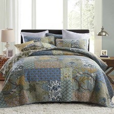 King Size Comforter Set- 100 Cotton Quilt King Size Set, Green, Sage bedspre...