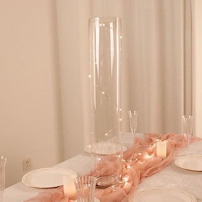 CLEAR 2 Round 32'' Cylinder Glass Flower VASES Centerpieces Party Decorations