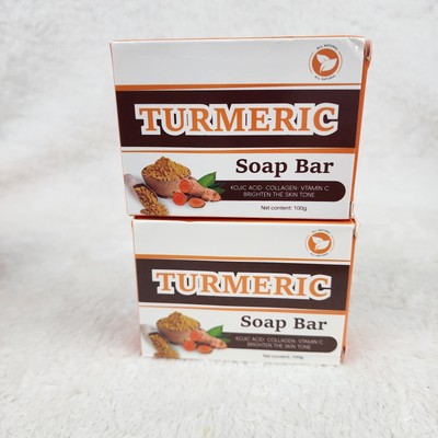 Turmeric Soap Bar (2) All Natural Collagen Vit C Kojic Acid Brighten Skin Tone