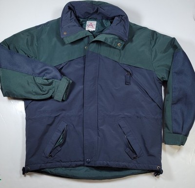 Vintage DAC Jacket Mens Large Colorblock Full Zip/Button Zip Pockets Rolled Hood