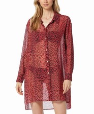 Michael Kors Women's Animal-Print Sheer Cover-Up Shirt