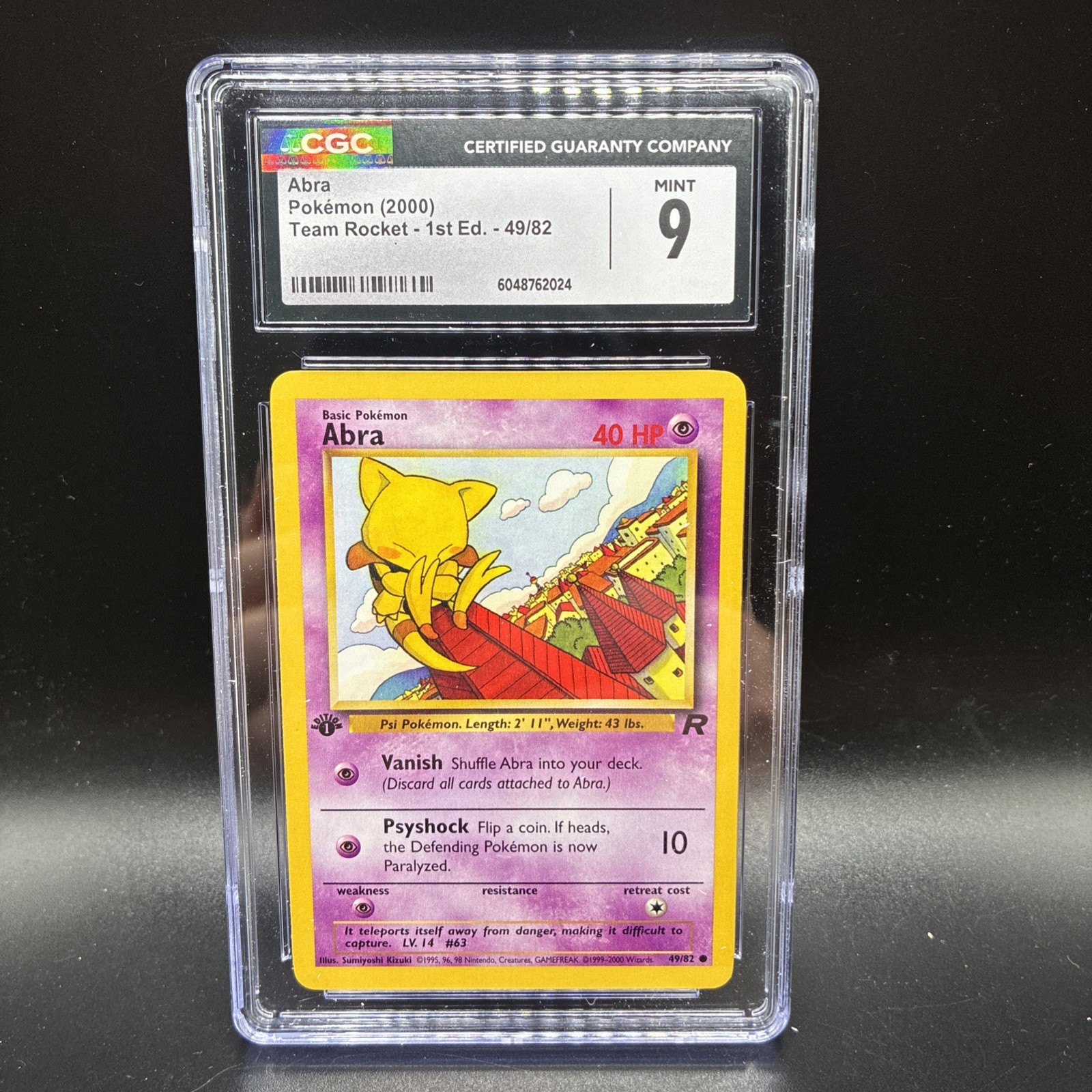 CGC 9 MINT Abra Team Rocket 1st Edition 49/82 Pokemon Card Vintage
