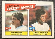 1987 TOPPS 1986 PASSING LEADERS DAN MARINO/ T KRAMER #227 NM WAX STAIN ON BACK