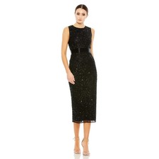 Mac Duggal 93758 Black Beaded Embellished Sleeveless A-Line Dress Black size 16