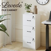 Levede File Cabinet 3 Lockable Drawers Modern Filing Storage Cabinet Home Office