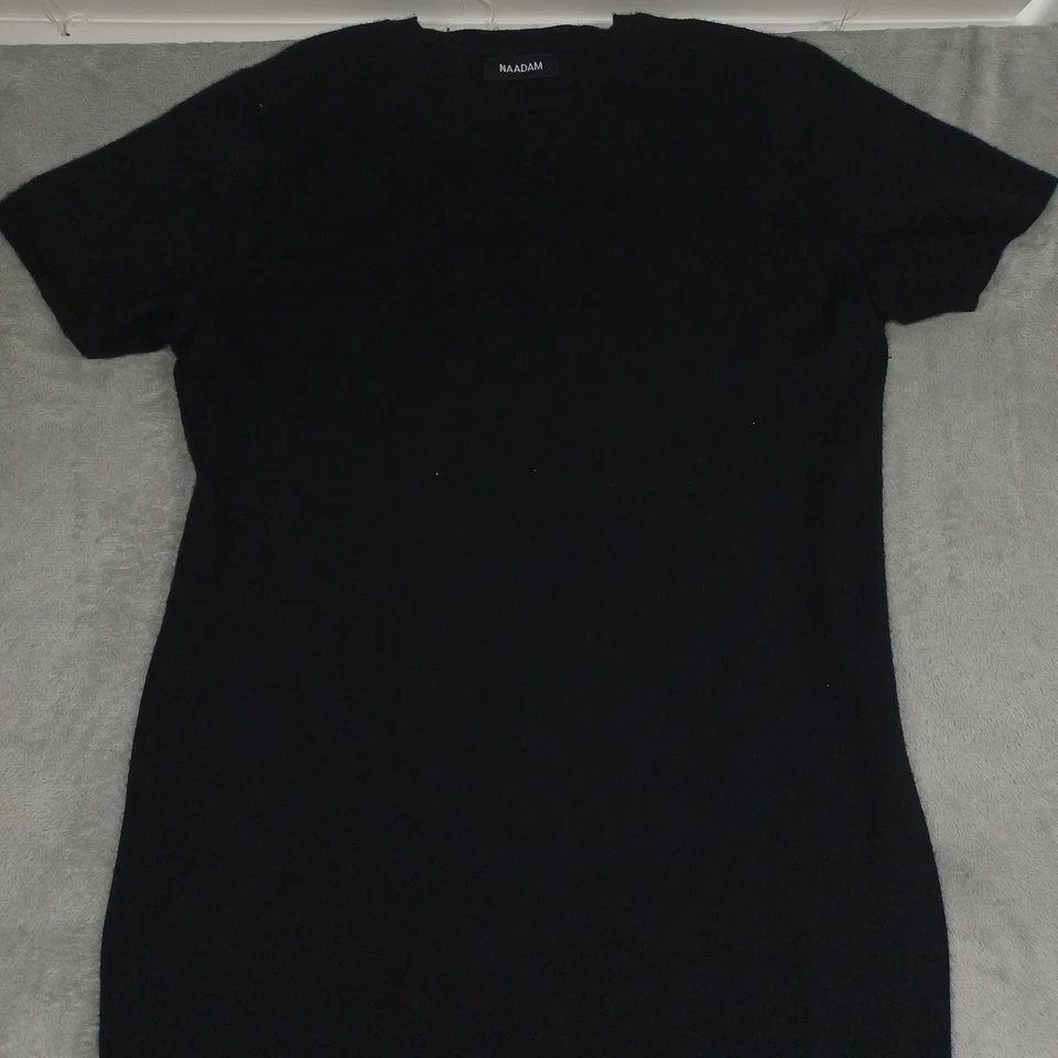 Vestido Naadam Feminino Médio Preto Cashmere Malha Maxi Manga Curta Puxador - Imagem 2 de 4