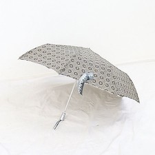 Chanel Folding Umbrella Wooden Handle Rare Vintage Style gray D032