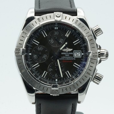 BREITLING CHRONOMAT EVOLUTION A13356 LÜNETTE SCHWARZ TOP ZUSTAND BR826