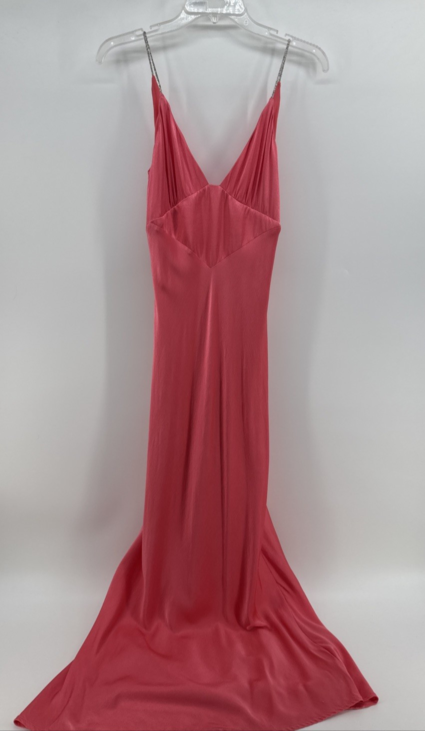 Bardot Capri Diamonte Slip Dress Maxi Satin Melon Pink 6 Fairy Core Coquette