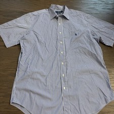 Polo Ralph Lauren Shirt Sleeve Button Down Shirt Mens XLT Blue White Striped EUC