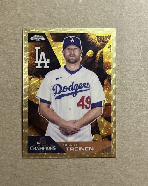 2025 Topps Chrome Baseball Blake Treinen Los Angeles Dodgers Superfractor Card