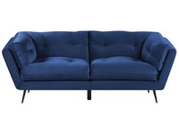 Modernes Sofa Aus Samtstoff In Marineblau 3Er Sitzer Lenvik