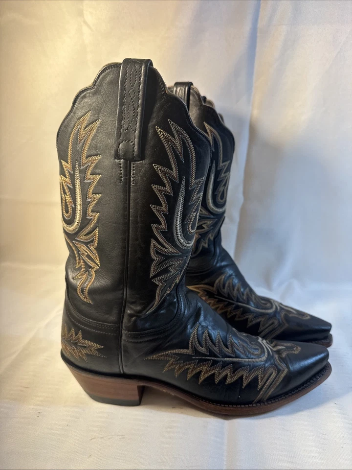 Botas vaqueras para mujer 1883 by Lucchese de cuero negro punta en punta N7241 talla 9B Foto 3 de 4