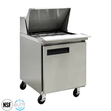 29" W Refrigerated Single Door Mega Top Sandwich/Salad Prep Table Cooler 12 Pan