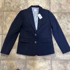 Women's J.CREW "Original Schoolboy Blazer Navy Blue Wool Blend Fully Lined SZ 00