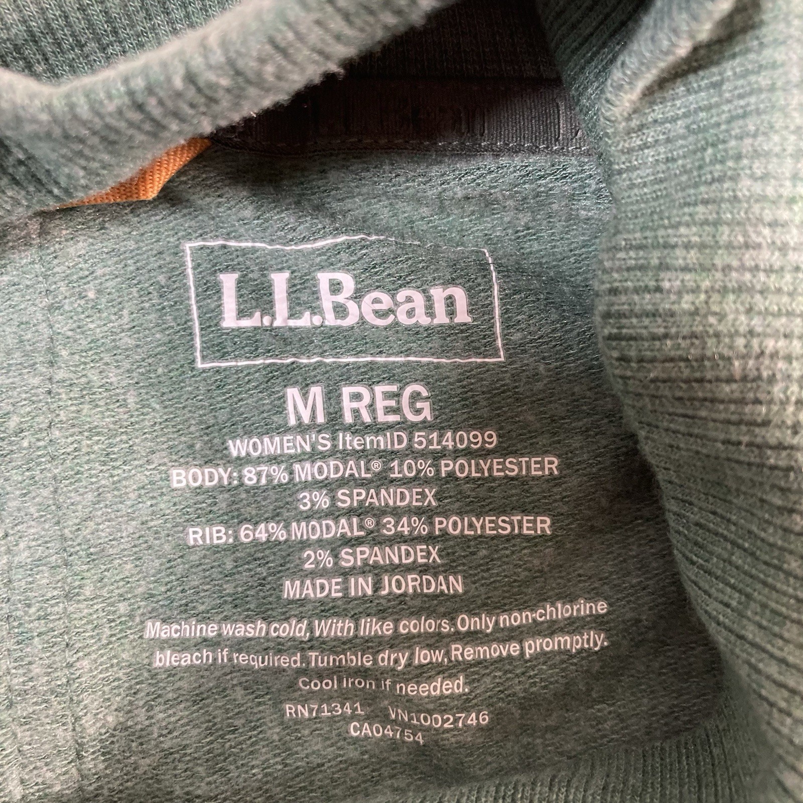 LL Bean Women's Softflex Mockneck Pullover Sweater Medium Green Hiking READ thumbnail 3
