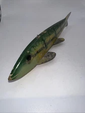 Old Painted Wood Spearing Ice Fishing Decoy Rare Randall Speckled Trout 9.75”