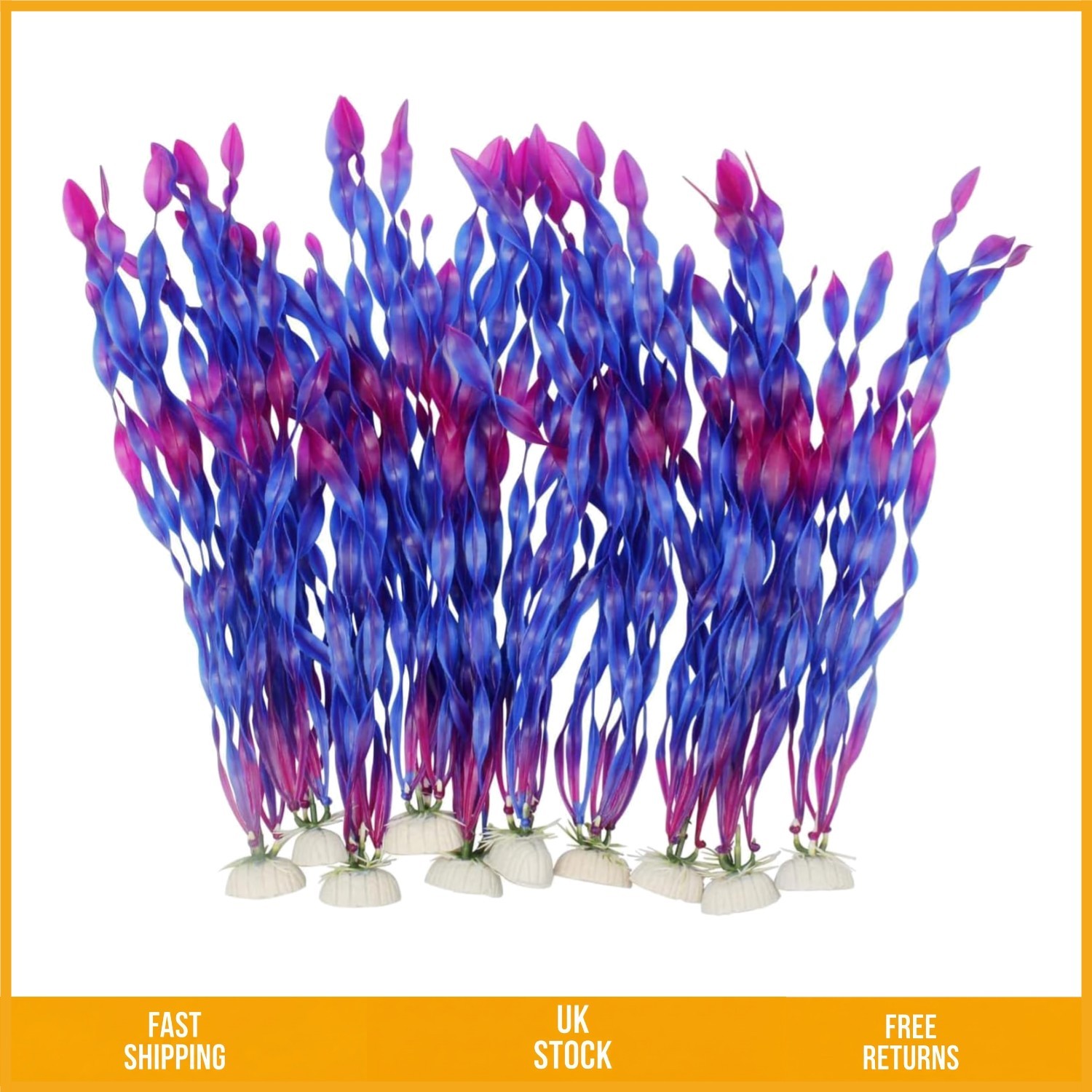 Vibrant Tall Seaweed Artificial Aquarium Plants Purple Water Decor 12in 10Pc