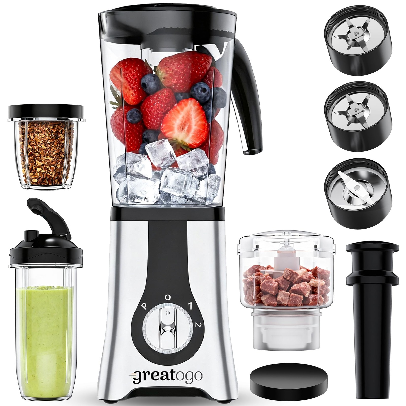 Smoothie Blender Food Processor Combo, 13 Piece All-in-One K