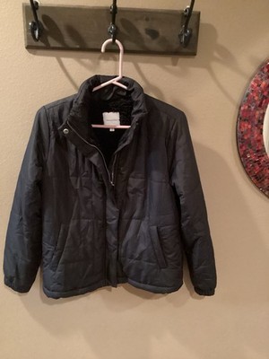 Thread & Supply Black Puffer Coat Zip Up Front Size Small