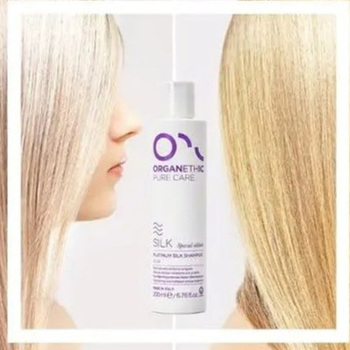 Shampoo Organethic Pure Care Silk edizione speciale seta platino 6,76 oz - Foto 2 di 3