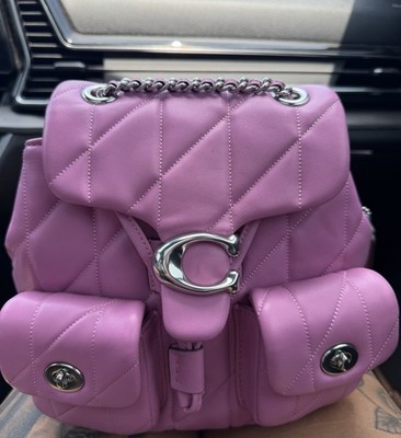 Coach Tabby Backpack Pillow Quilting in Silver/Fuschia