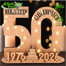 50 Geburtstag Deko Holz-Schild LED Lichterkette Geldschenk