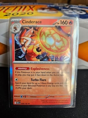 Cinderace - 028/132 - Holo Rare - Reverse Holo - Near Mint
