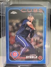 2024 TOPPS CHROME LOGOFRACTOR JUSTIN STEELE BLUE LOGO FRACTOR 120/150 🔥CUBS🔥