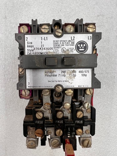 Westinghouse A200MICE 27 Amp 3 Phase 110/120V Coil Motor Controller w/ Relay