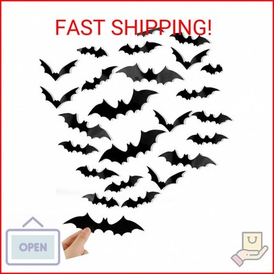 DIYASY Bats Wall Decor, 120 Pcs 3D Bat Halloween Decoration Stickers for Home De