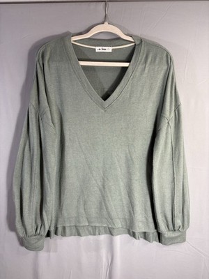 In Loom Francis Marled V-Neck Sweater Lightweight sz L pistachio color Vneck
