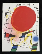 Joan Miro c.1972 Soleil Rouge Original Lithograph Red Sun Circle Modern Art