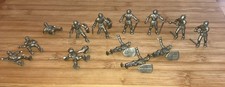 Lot of 13 Vintage Medieval Silver Knight Plastic Mini Toy Playset Figures 2.25  