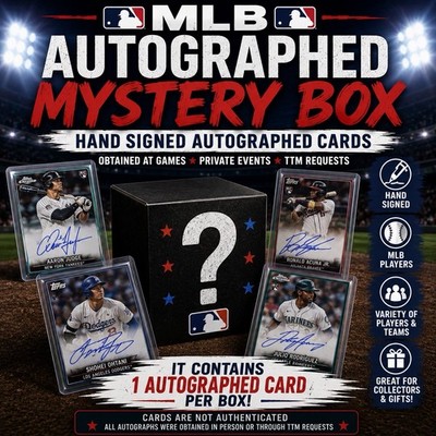 Autographed Baseball Card Mystery Box 1 Auto Per Mystery Box 1 Card Per Box MLB