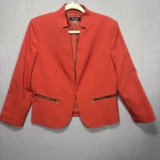 Nine West Coral Blazer 8 Structured Zip Pocket Soft Glam Retro Statement Career
