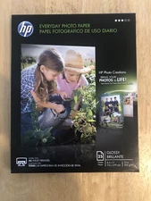 (M) HP Glossy Everyday Photo Paper, 25 Sheets, 8.5 x 11 inches Free shipping