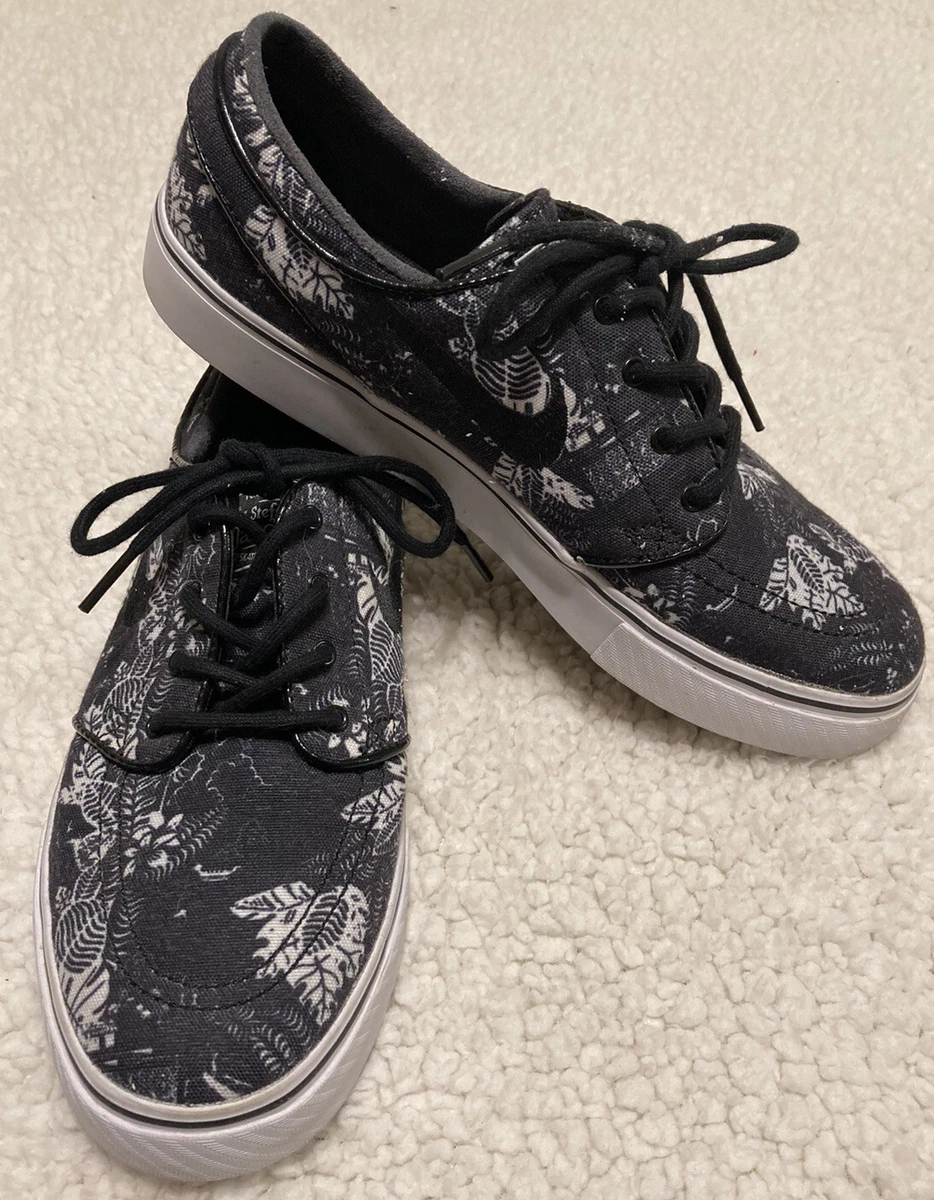 NIKE Stefan Janoski SB Zoom Air Skateboard Black White Floral 6.5 | eBay